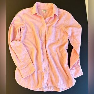 J. Crew Double-Gauze Button Down Shirt Pink Cottage-core Size XS